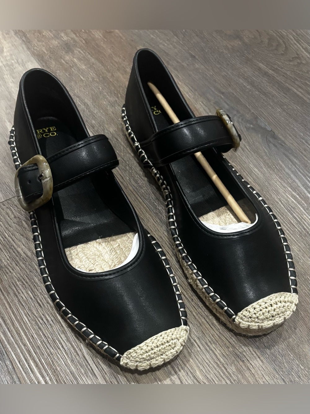 NIB Frye and Co. Jatani Espadrille Mary Jane Flats Sandals Black Size 11 M Boho